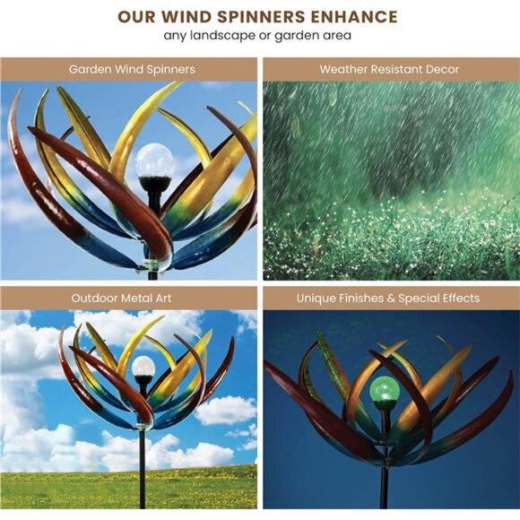 Bits and Pieces - 74" Multi-Color Tulip Wind Spinner - Yard Decorations - Solar - Picture 6 of 7